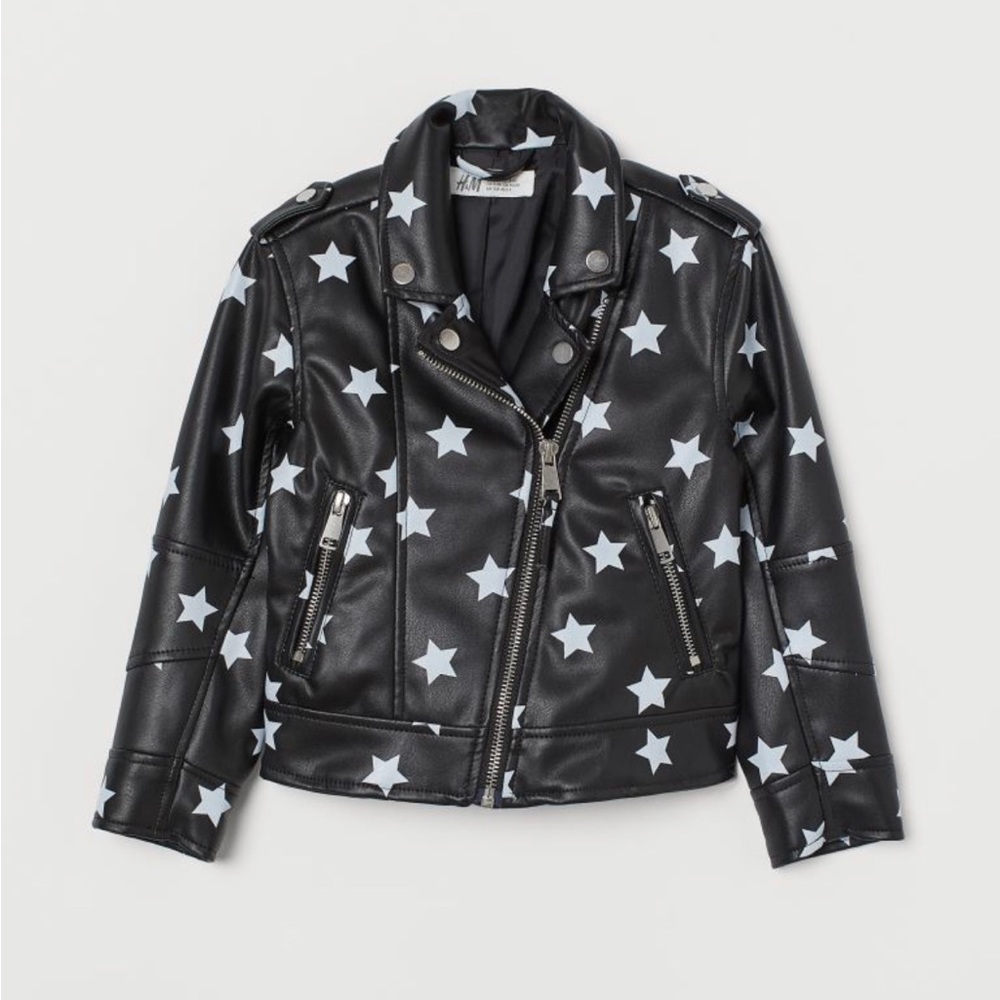 Star Faux Leather Biker Jacket
